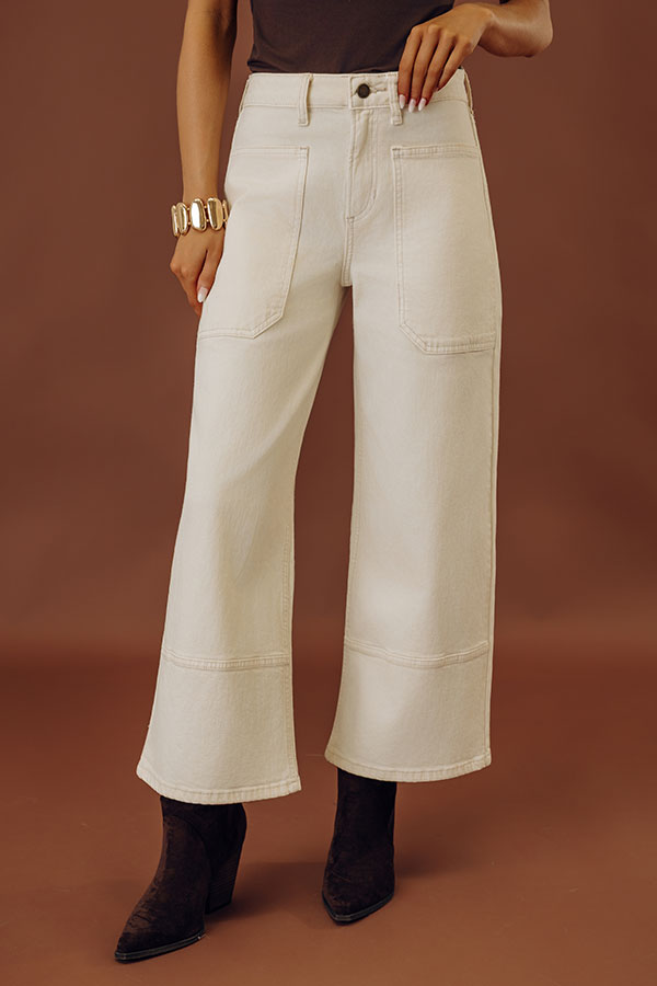 The Maeve High Waist Wide Leg Crop Jean in Cream