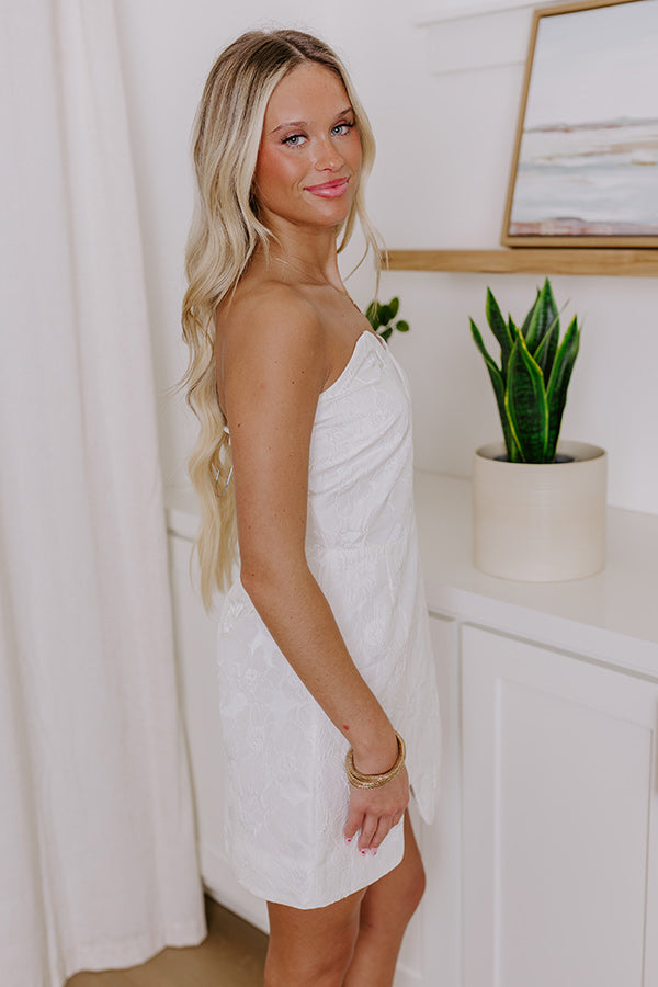 jacquard mini dress white Sleeveless Mini Empire Dress Cecile in White Gold | L