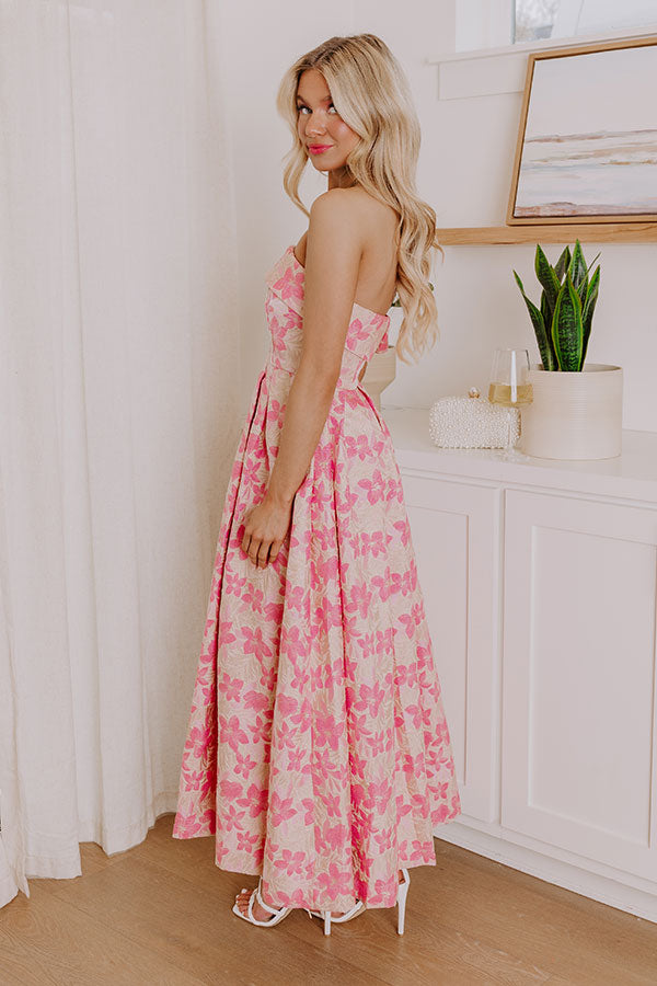 Garden Serenade Floral Jacquard Midi Dress S / pink Garden Serenade Floral Jacquard Midi Dress S / pink