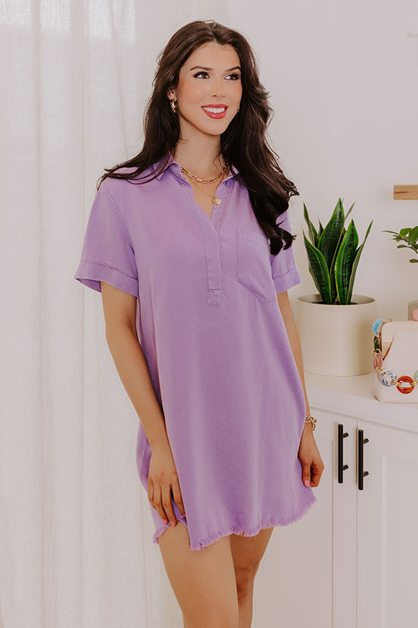 Backyard BBQ Chambray Mini Dress in Lavender   