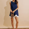 Mykonos Cruise Linen-Blend Mini Dress in Navy Image - 1