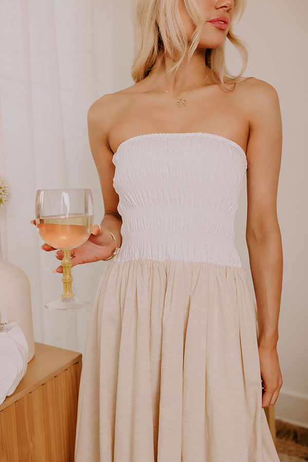Coastal Cove Linen Midi Dress in White S / White Coastal Cove Linen Midi Dress in White S / White
