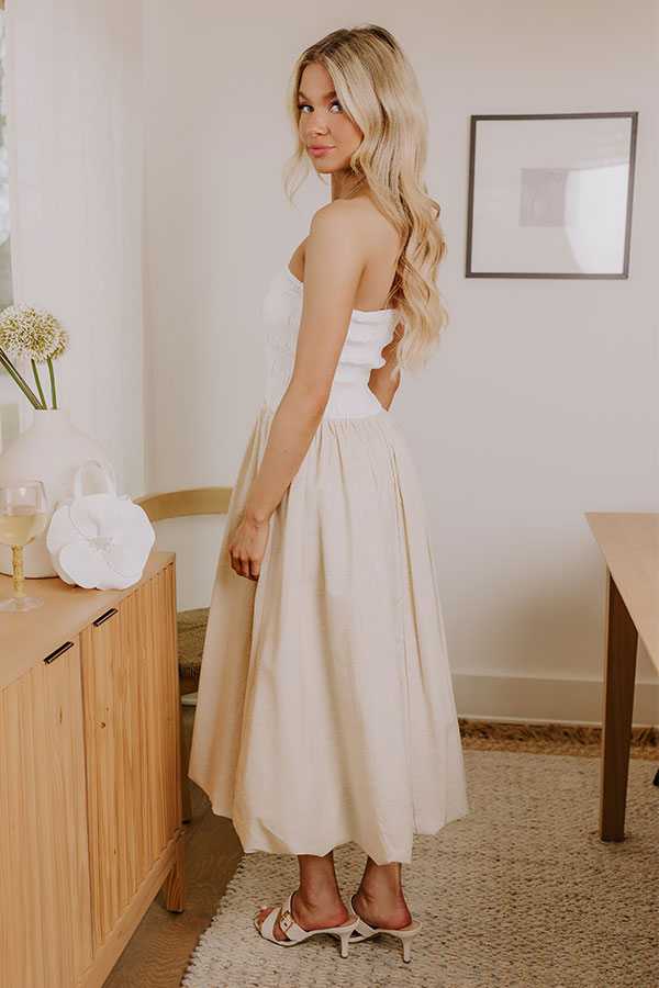 strapless midi linen dress CAMI NYC Women's Yena Strapless Linen Dress - Natural