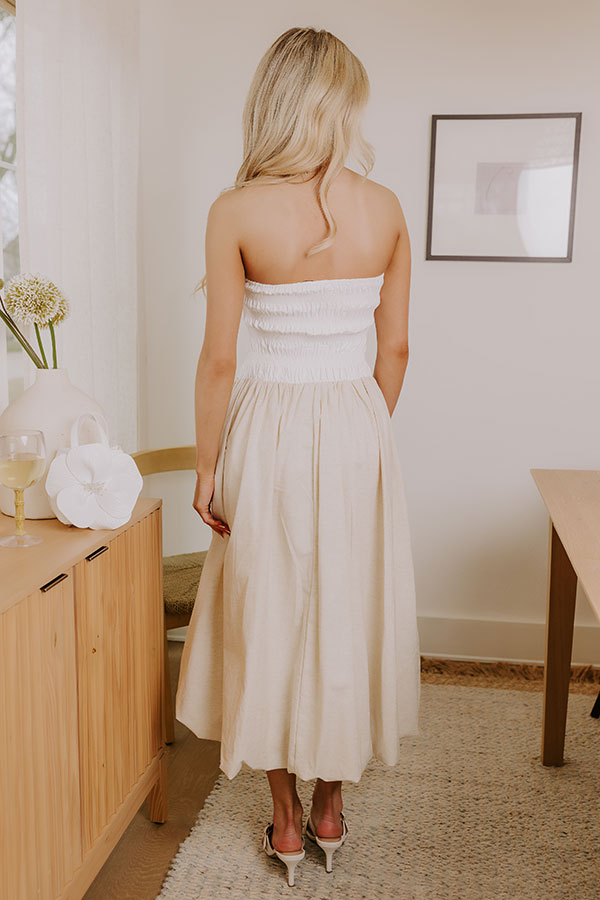 Coastal Cove Linen Midi Dress in White S / White Coastal Cove Linen Midi Dress in White S / White