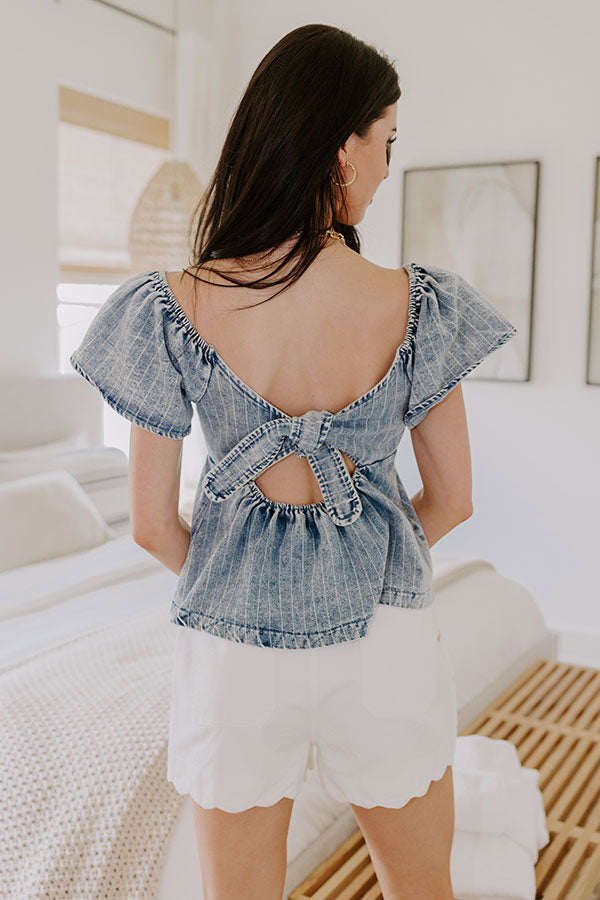 Paradise Getaway Denim Peplum Top