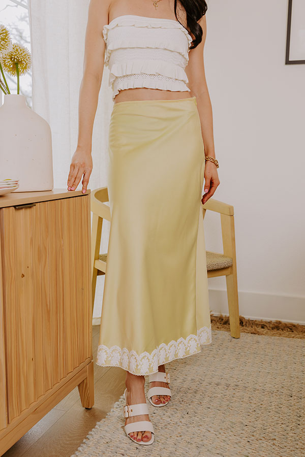 The Anna High Waist Satin Midi Skirt