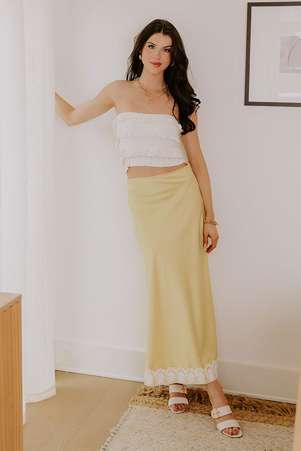 The Anna High Waist Satin Midi Skirt