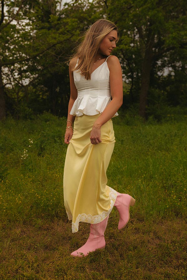 The Anna High Waist Satin Midi Skirt Image - 1