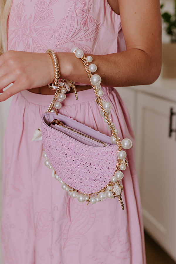 Isla Straw Woven Top Handle Bag in Lavender