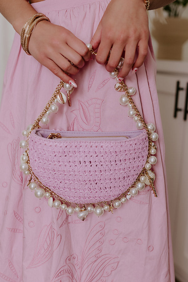 Isla Straw Woven Top Handle Bag in Lavender