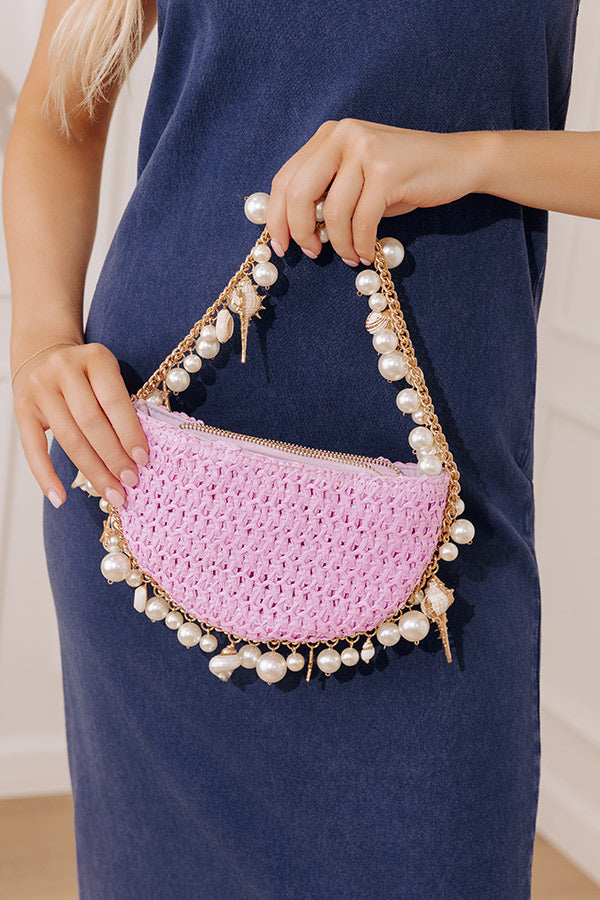 Isla Straw Woven Top Handle Bag in Lavender