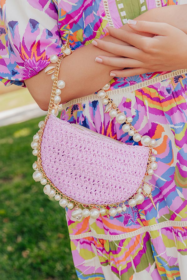 Isla Straw Woven Top Handle Bag in Lavender Image - 1