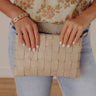 Mimie Vegan Leather Woven Crossbody Bag in Beige Image - 1