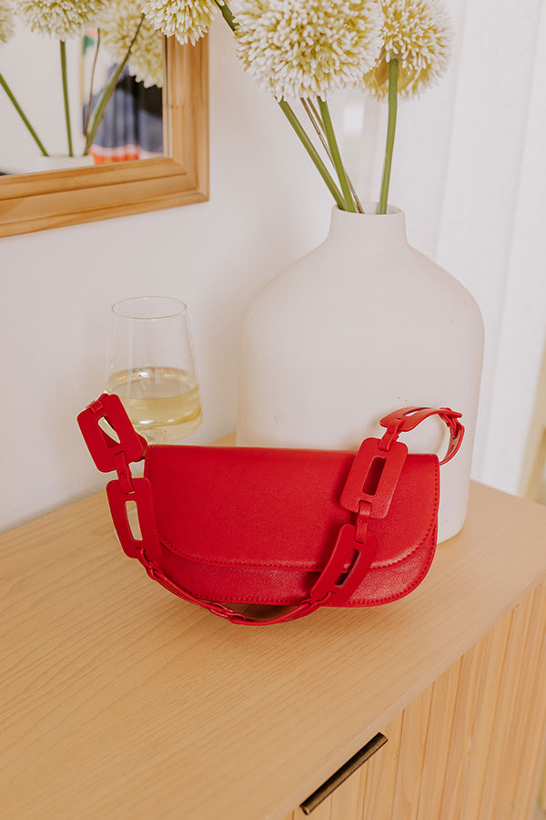 Inez Vegan Leather Shoulder Bag in Red