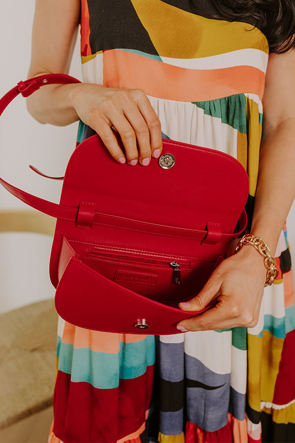 Inez Vegan Leather Shoulder Bag in Red