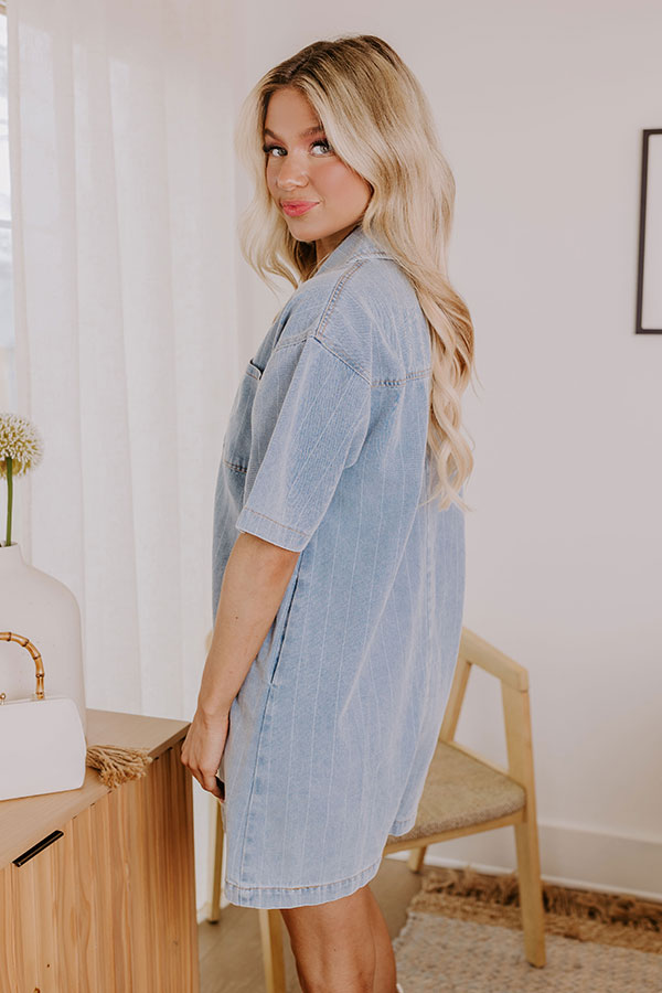 Heart On The Line Denim Romper