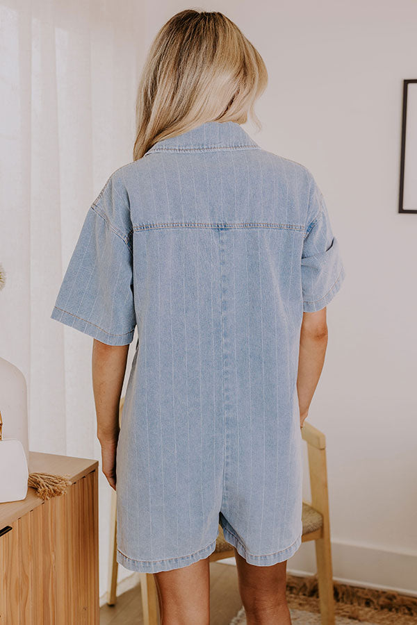 Heart On The Line Denim Romper