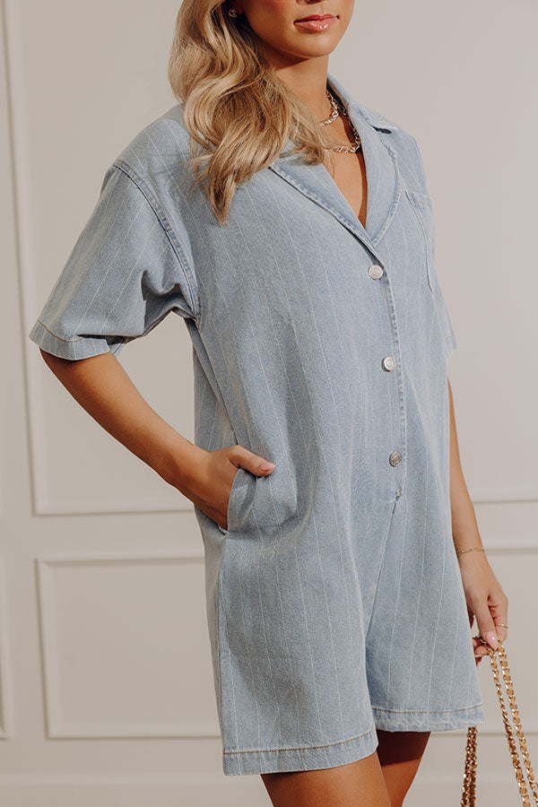 Heart On The Line Denim Romper Image - 5