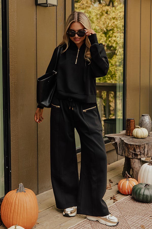 Street Style Chic High Waist Scuba Pants in Black Image - 1