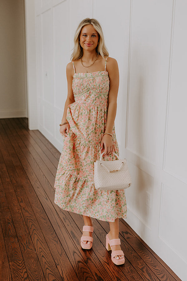 Magnolia Garden Floral Midi Dress