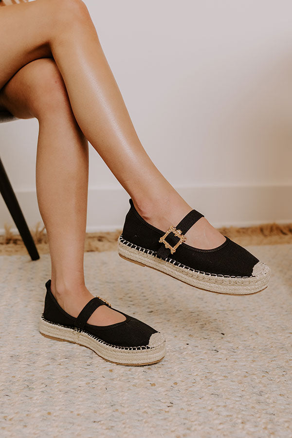 The Reagan Espadrille Flats in Black