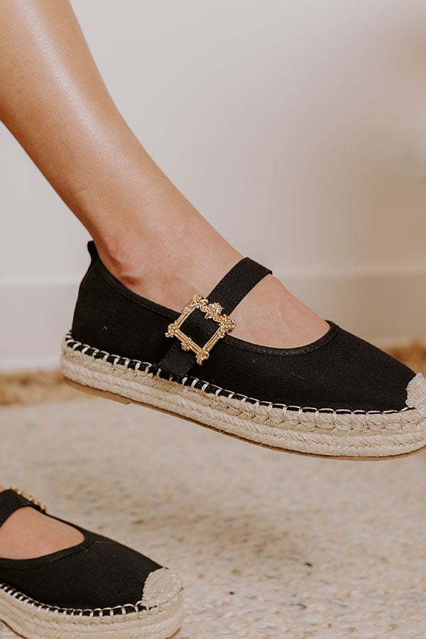 The Reagan Espadrille Flats in Black