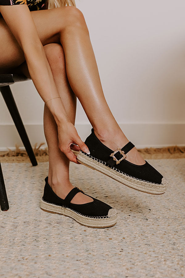 The Reagan Espadrille Flats in Black