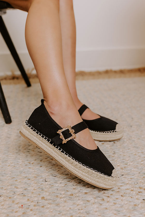 The Reagan Espadrille Flats in Black