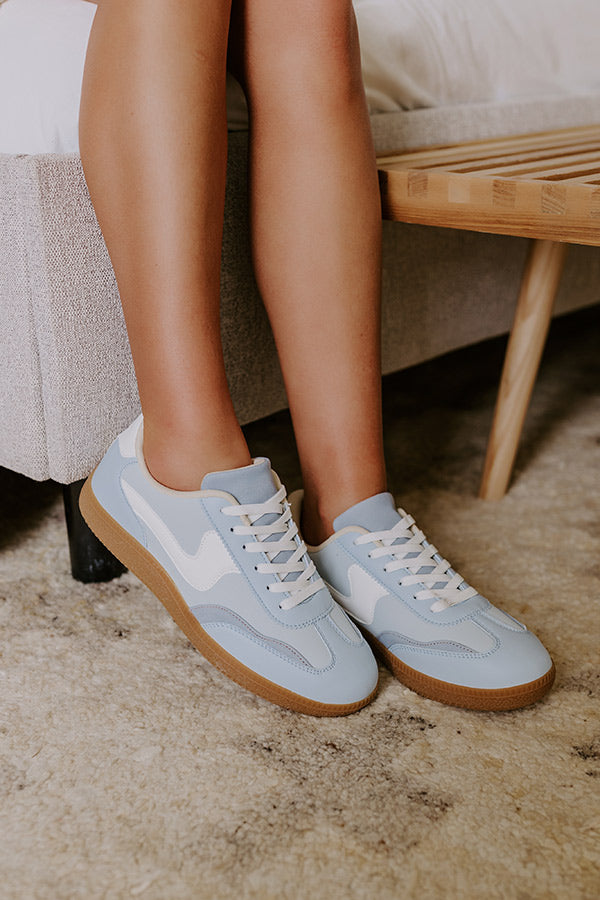 The Miley Faux Leather Sneaker in Sky Blue