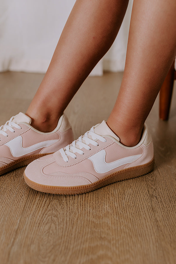 The Miley Faux Leather Sneaker in Blush