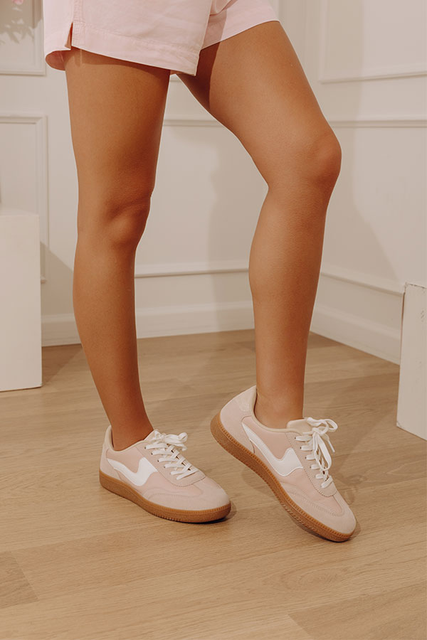 The Miley Faux Leather Sneaker in Blush