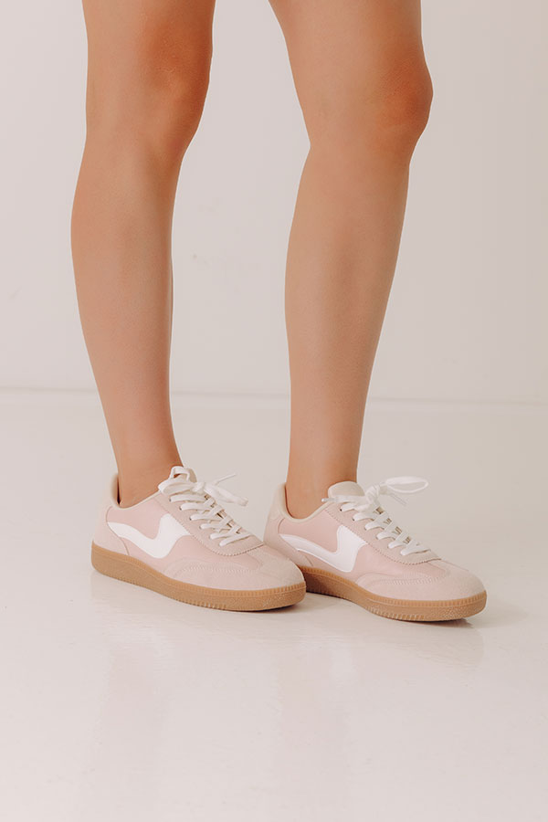 The Miley Faux Leather Sneaker in Blush