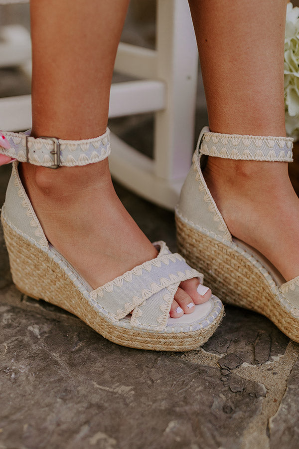 The Grace Denim Espadrille Wedge in Light Wash