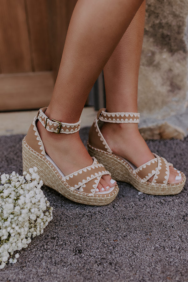 The Grace Faux Nubuck Espadrille Wedge in Camel