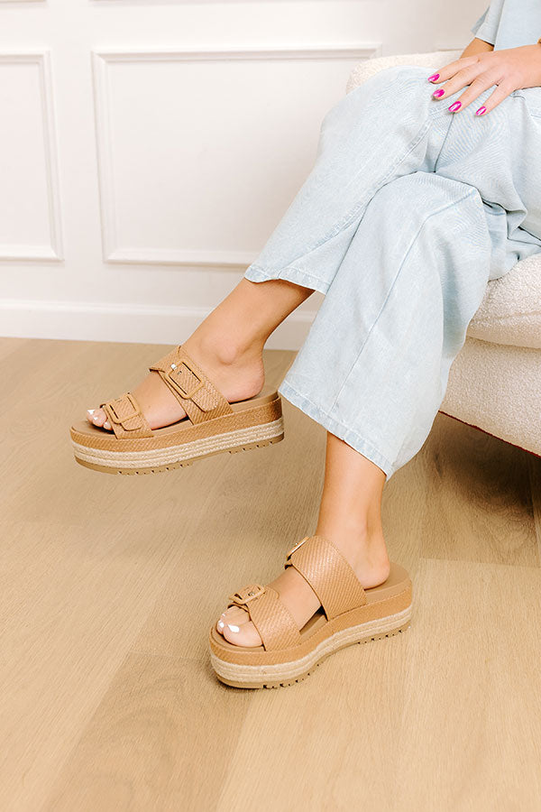 The Ariana Raffia Woven Sandal in Tan