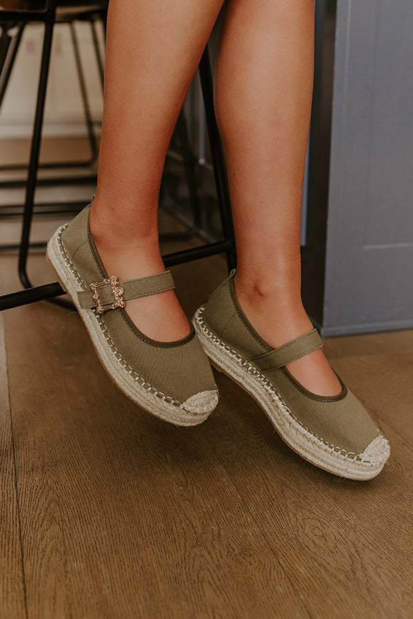 The Reagan Espadrille Flats in Olive