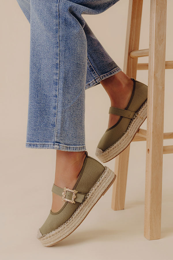 The Reagan Espadrille Flats in Olive