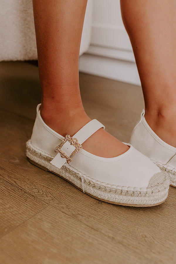 The Reagan Espadrille Flats in Cream