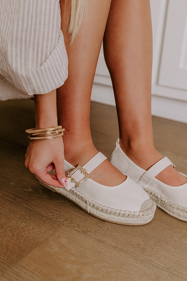 The Reagan Espadrille Flats in Cream