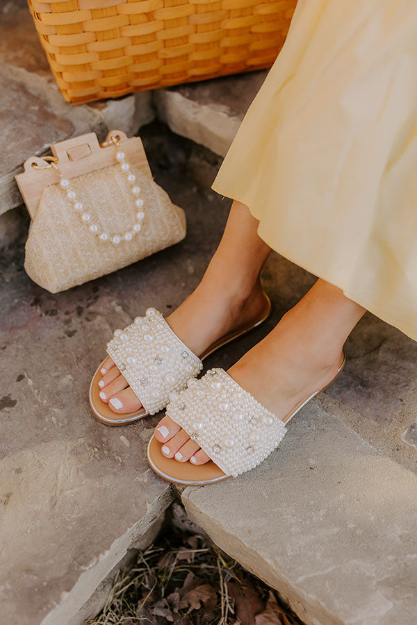 Gimmie Kiss Pearl Embellished Sandal in Ivory