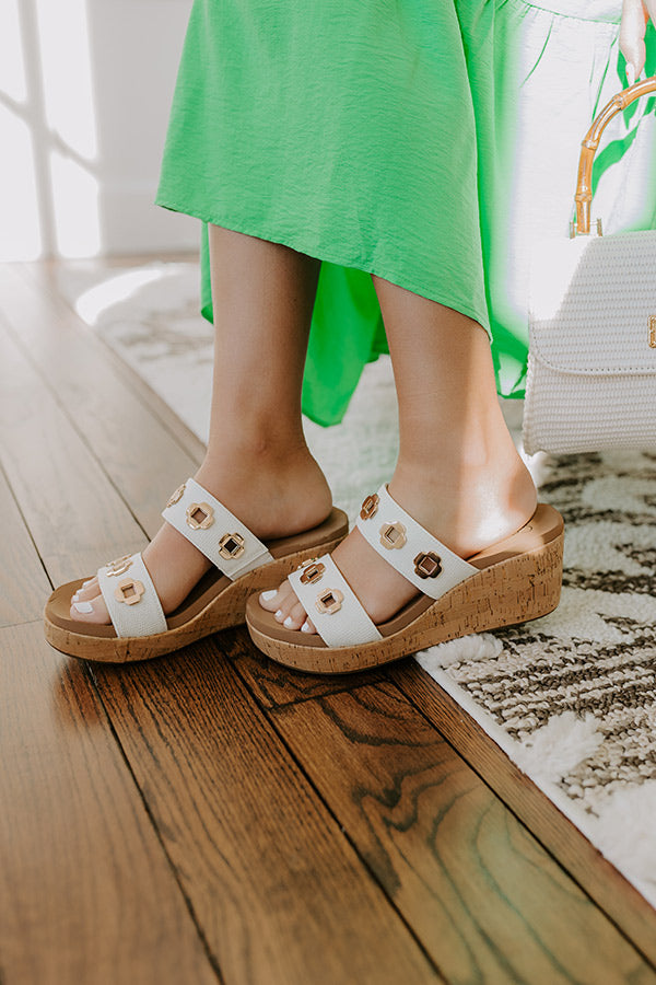 Hi Tide Faux Leather Wedge in White