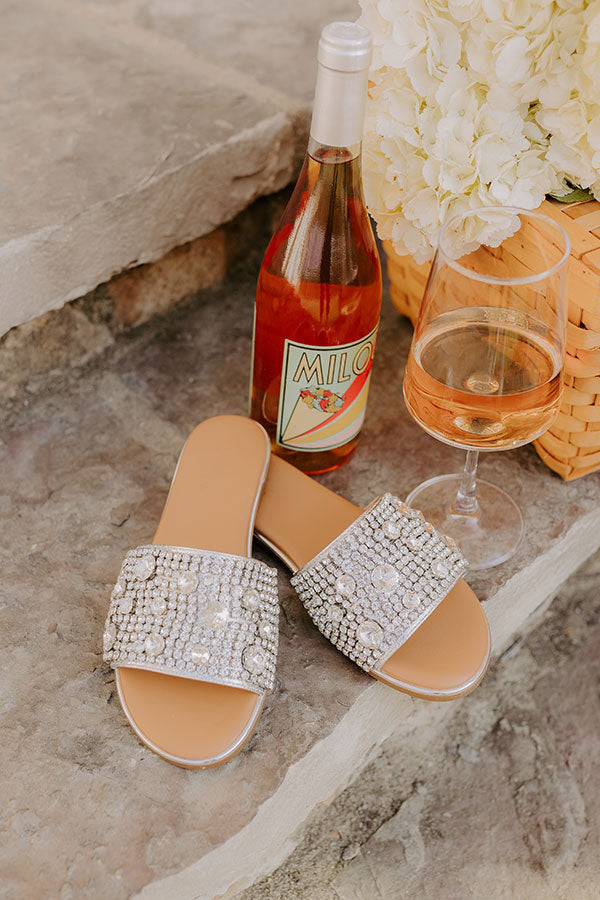 Gimmie Kiss Rhinestone Embellished Sandal in Silver