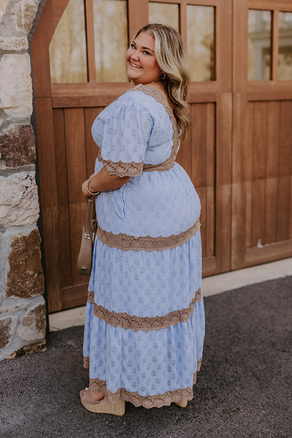 Key To My Heart Lace Maxi Dress in Sky Blue Curves