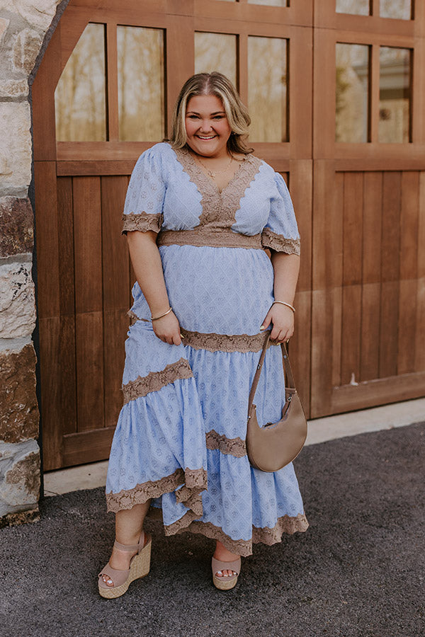 Key To My Heart Lace Maxi Dress in Sky Blue Curves