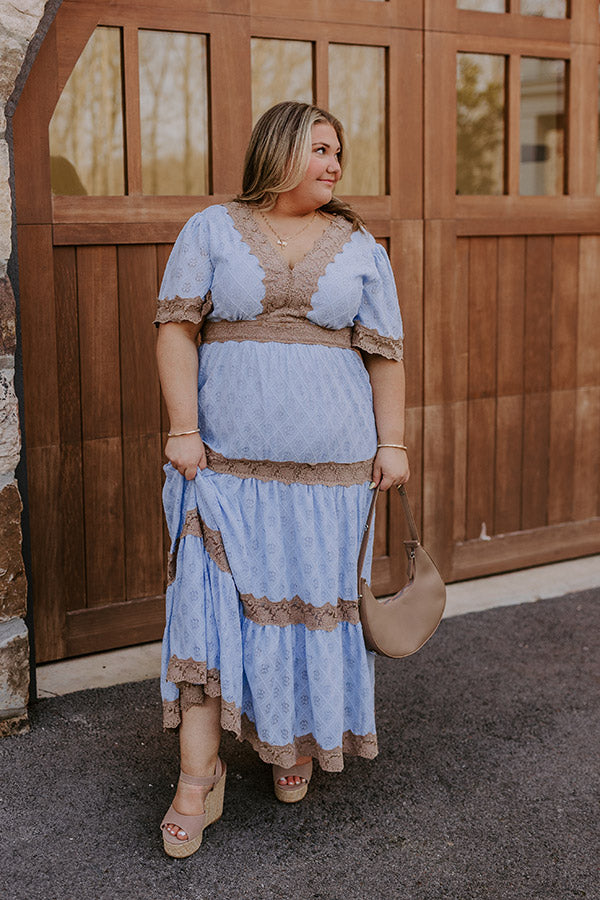 Key To My Heart Lace Maxi Dress in Sky Blue Curves