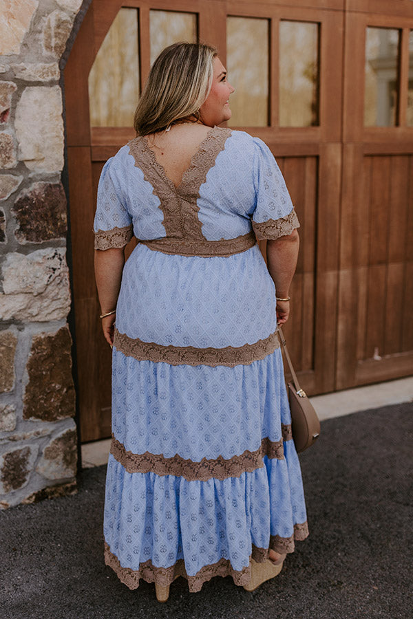 Key To My Heart Lace Maxi Dress in Sky Blue Curves