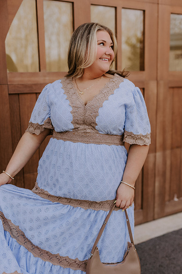 Key To My Heart Lace Maxi Dress in Sky Blue Curves