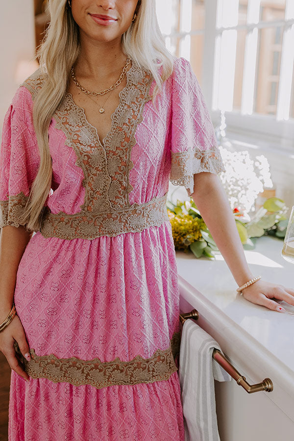 Key To My Heart Lace Maxi Dress in Pink