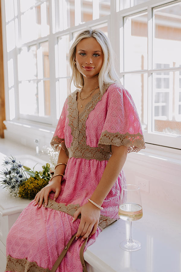 Key To My Heart Lace Maxi Dress in Pink Key To My Heart Lace Maxi Dress in Pink