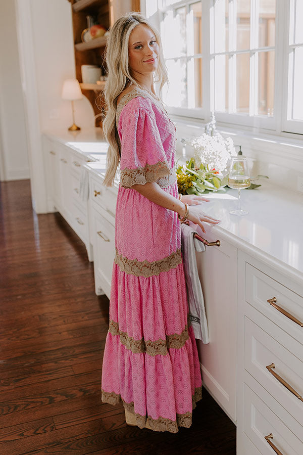 Key To My Heart Lace Maxi Dress in Pink